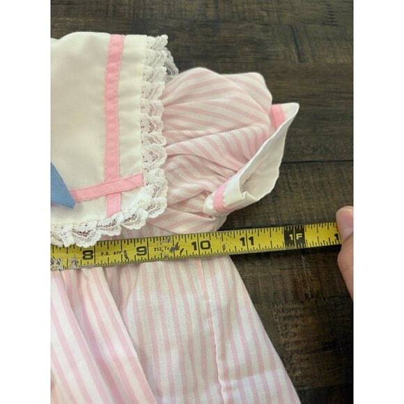 Vintage Pink Striped Baby Girl Dress Sail Boat Size 6-9 Months - Picture 3 of 7